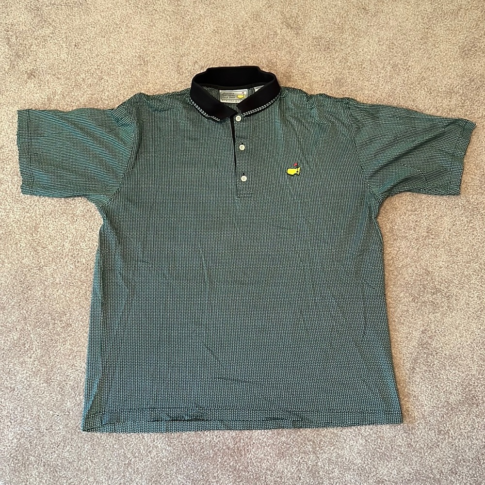 Vintage Slazenger Augusta National Golf Shop Masters Polo Green Black Large